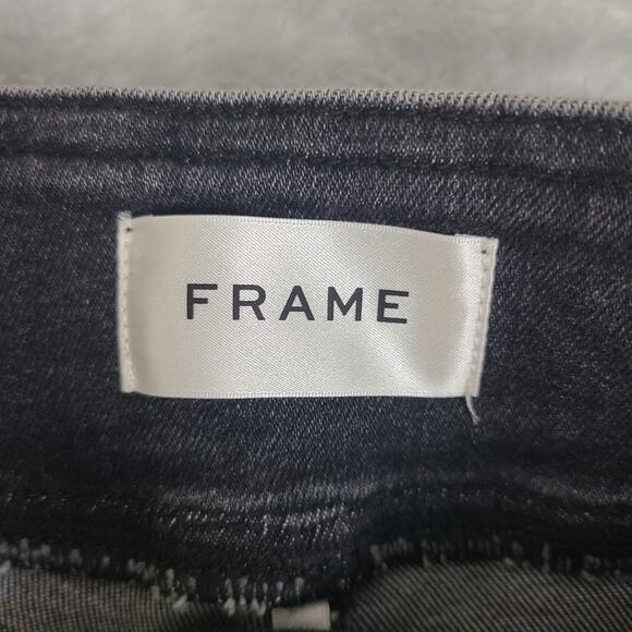 Frame Jetset Crop Mini Boot Sheen Noir Black Stretch High Rise Bootcut‎ 0 - Picture 2 of 11